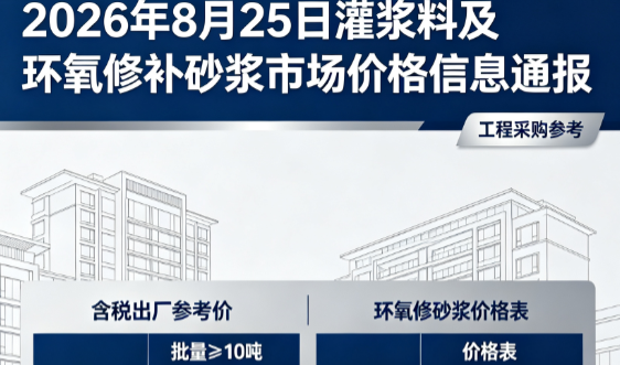 盐亭2026年8月25日灌浆料及环氧修补砂浆市场价格信息通报